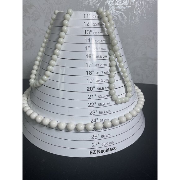 2 Layering Vintage White Beaded Necklace Long With Lobster Clasp - Picture 2 of 4